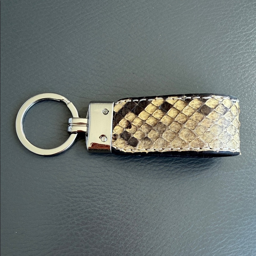 Snake 🐍 skin Keychain with Silver Accents. Brand New. Handmade.